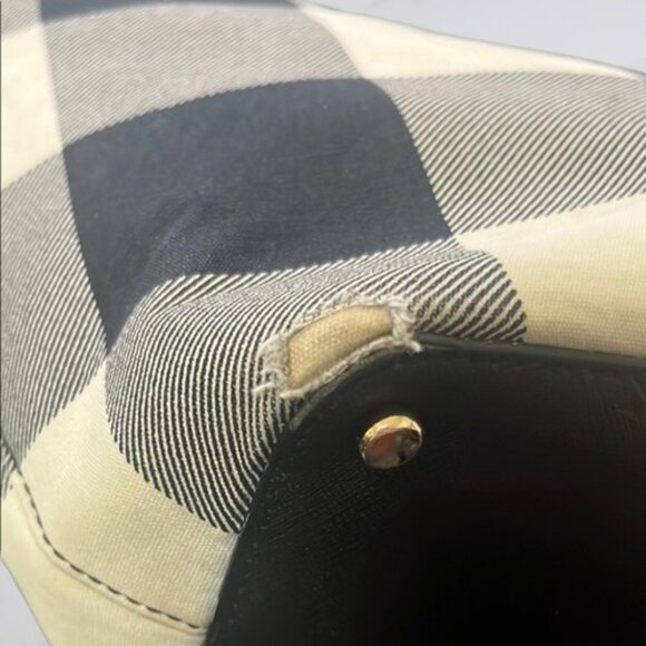 Kate Spade Black and White Checkered Canvas Bag (REHAB) - Picture 7 of 14